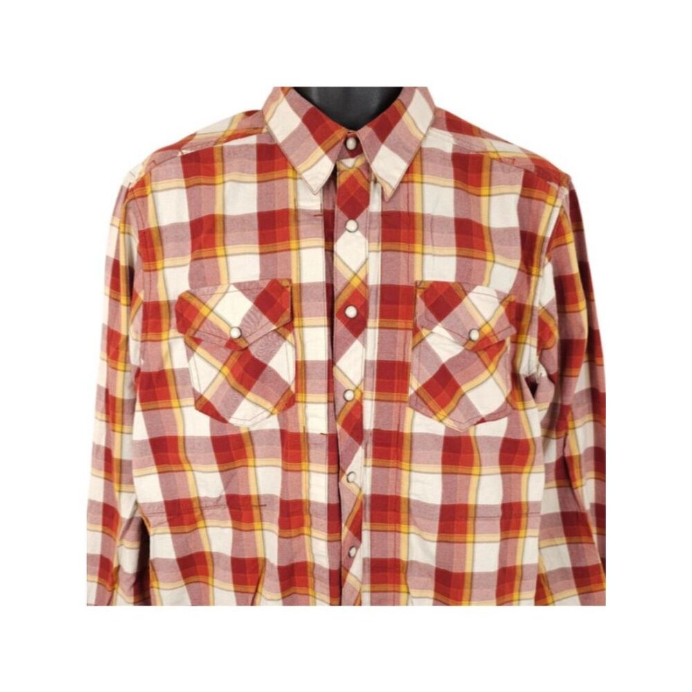 5.11 Tactical Shirt Mens Size Medium Orange Plaid Pearl Snap Buttons